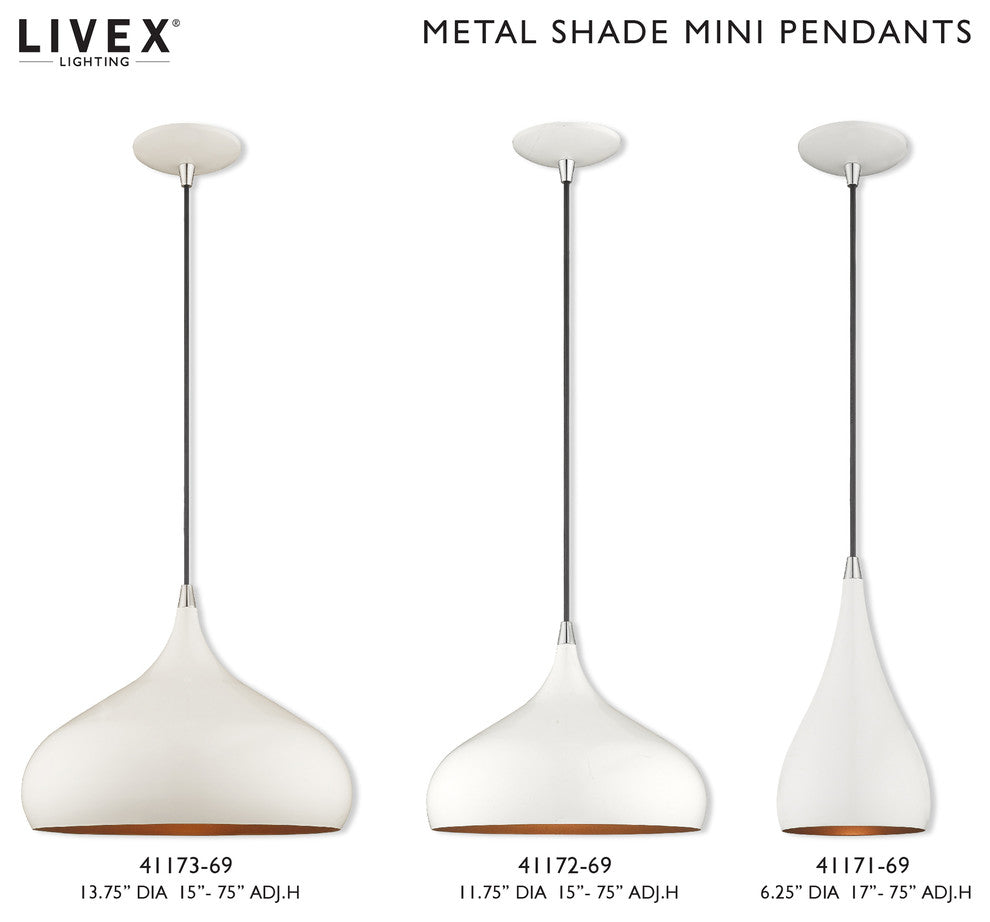 Livex Lighting Shiny White 1-Light Mini Pendant