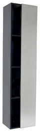 Fresca Black Bathroom Linen Side Cabinet, 4 Cubby Holes, Mirror