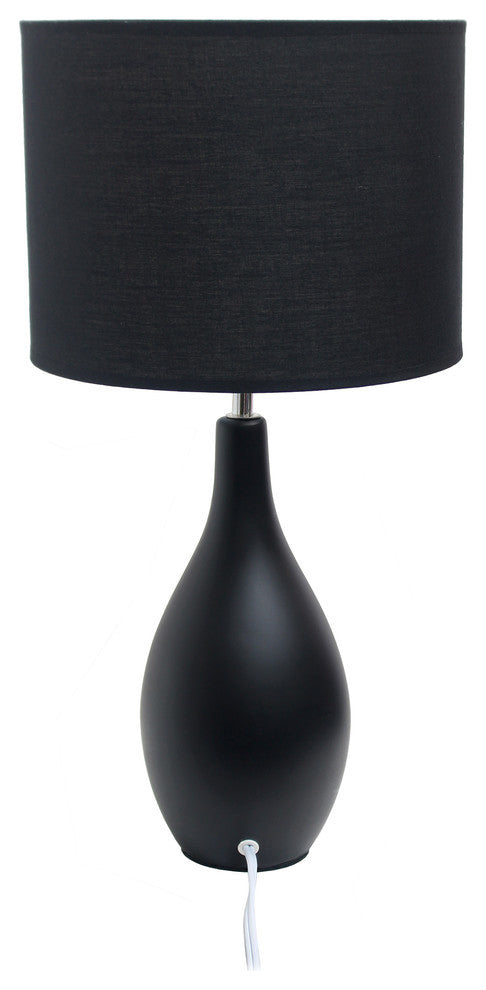 Simple Designs Oval Bowling Pin Base Ceramic Table Lamp, Black