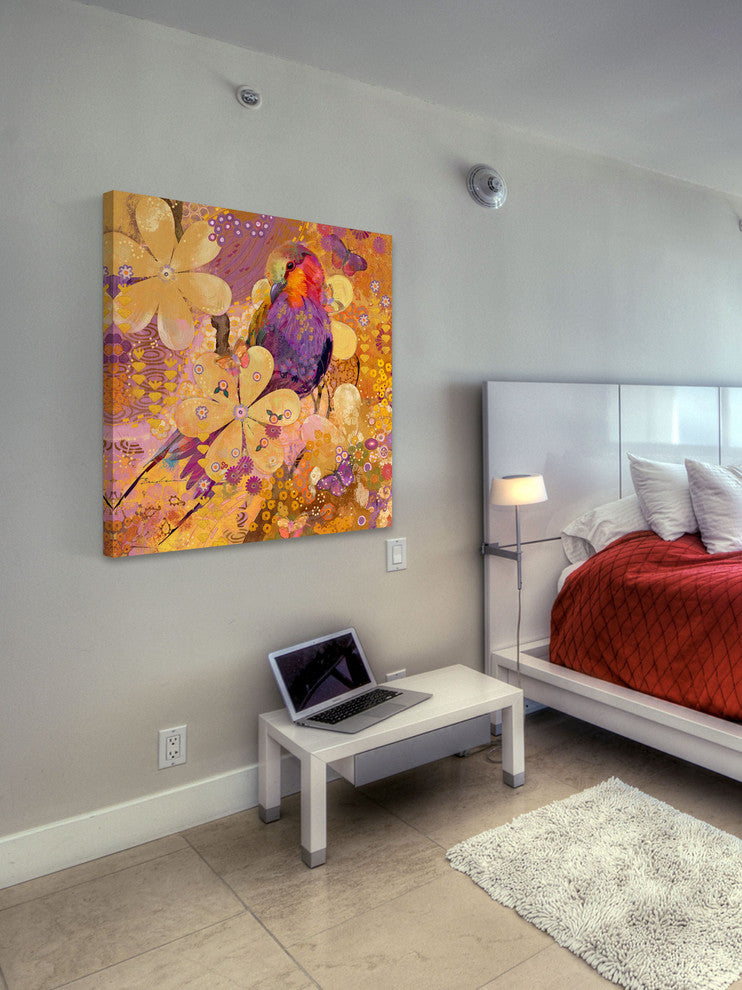 "Lilac Roller Bird" Painting Print on Canvas by Evelia