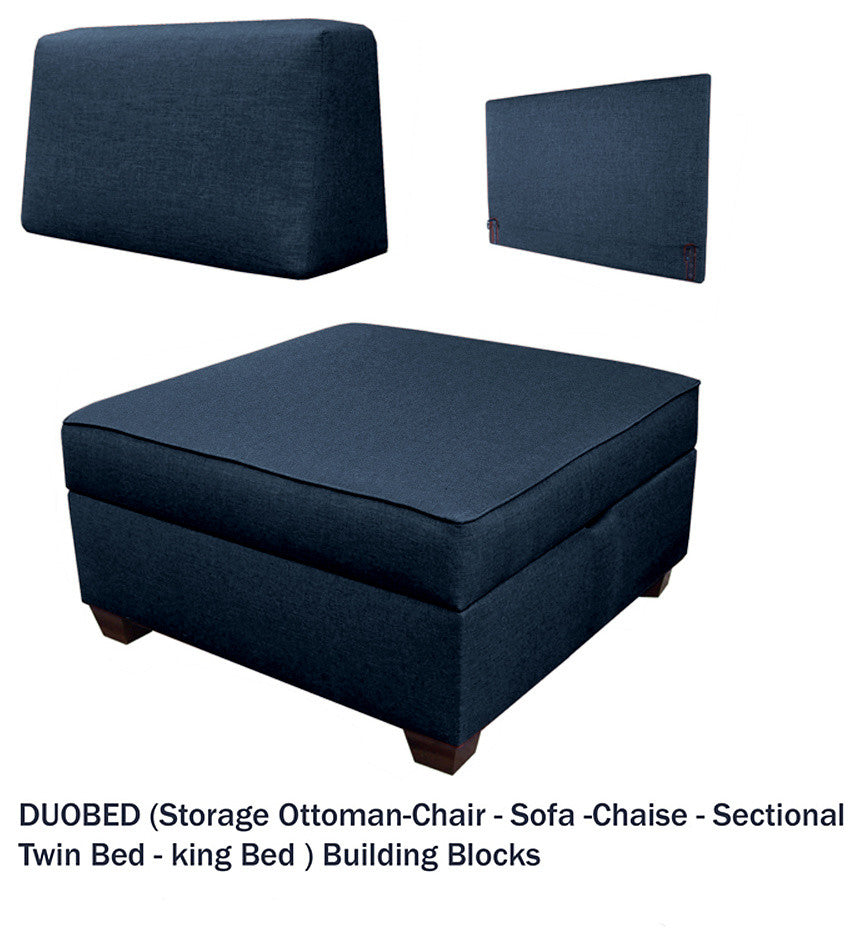 Duobed 24"x36" Storage Ottoman, Deep Ocean