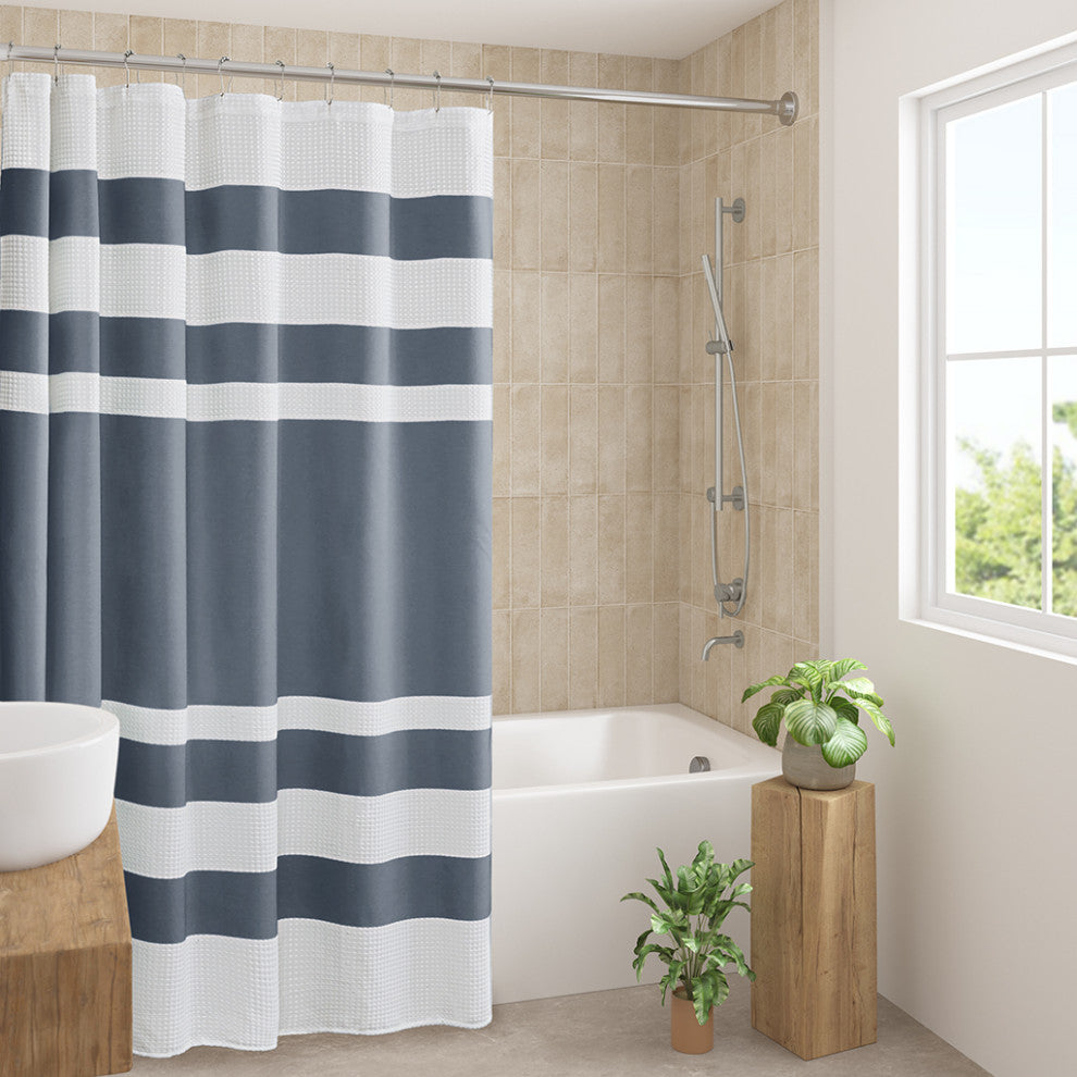 Madison Park Spa Waffle Shower Curtain With 3M Treatment