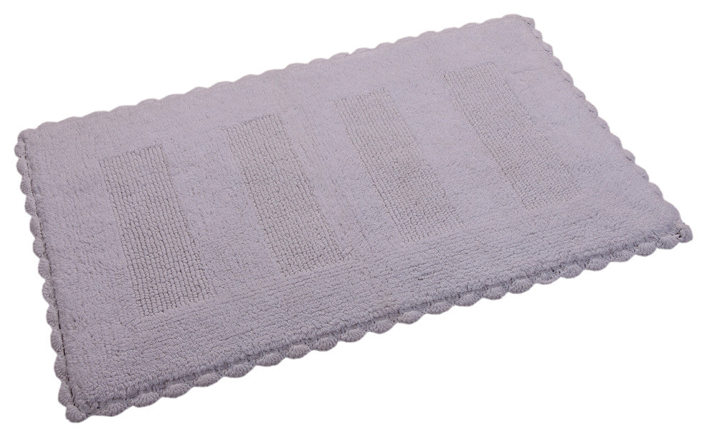 SPA Reversible Cotton Bath Rug, Crochet Lace Border, 50"l X 30"w