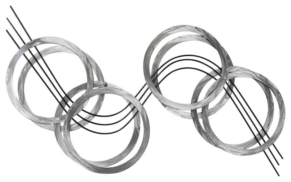 Hand Painted Etched Metal Wall Sculpture, Multi Color, Flowing