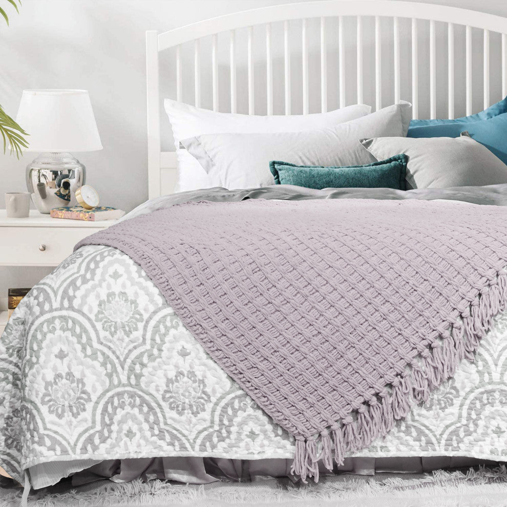 Space Yarn Knitted Throw, Lilac, 50" X 60"