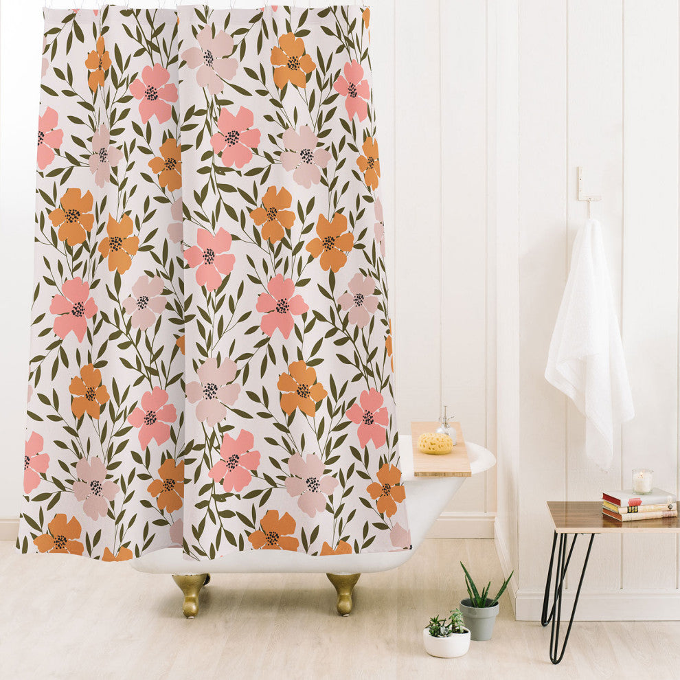 Deny Designs Emanuela Carratoni 70S Floral Theme Shower Curtain