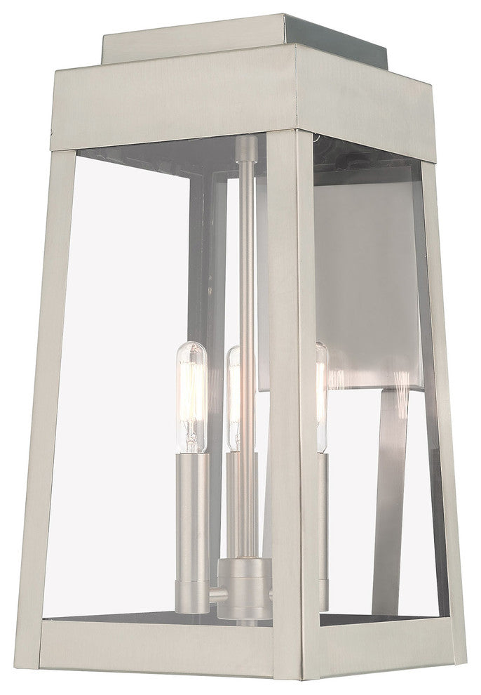 Livex Lighting Brushed Nickel 3-Light Outdoor Wall Lantern