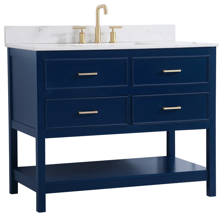 Skylar 42" Single Bathroom Vanity, Blue, With Backsplash