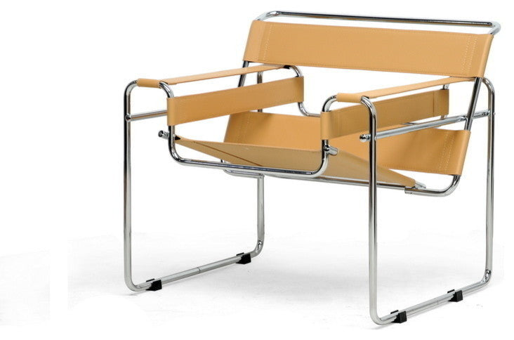 Jericho Tan Leather Mid-Century Accent Chair