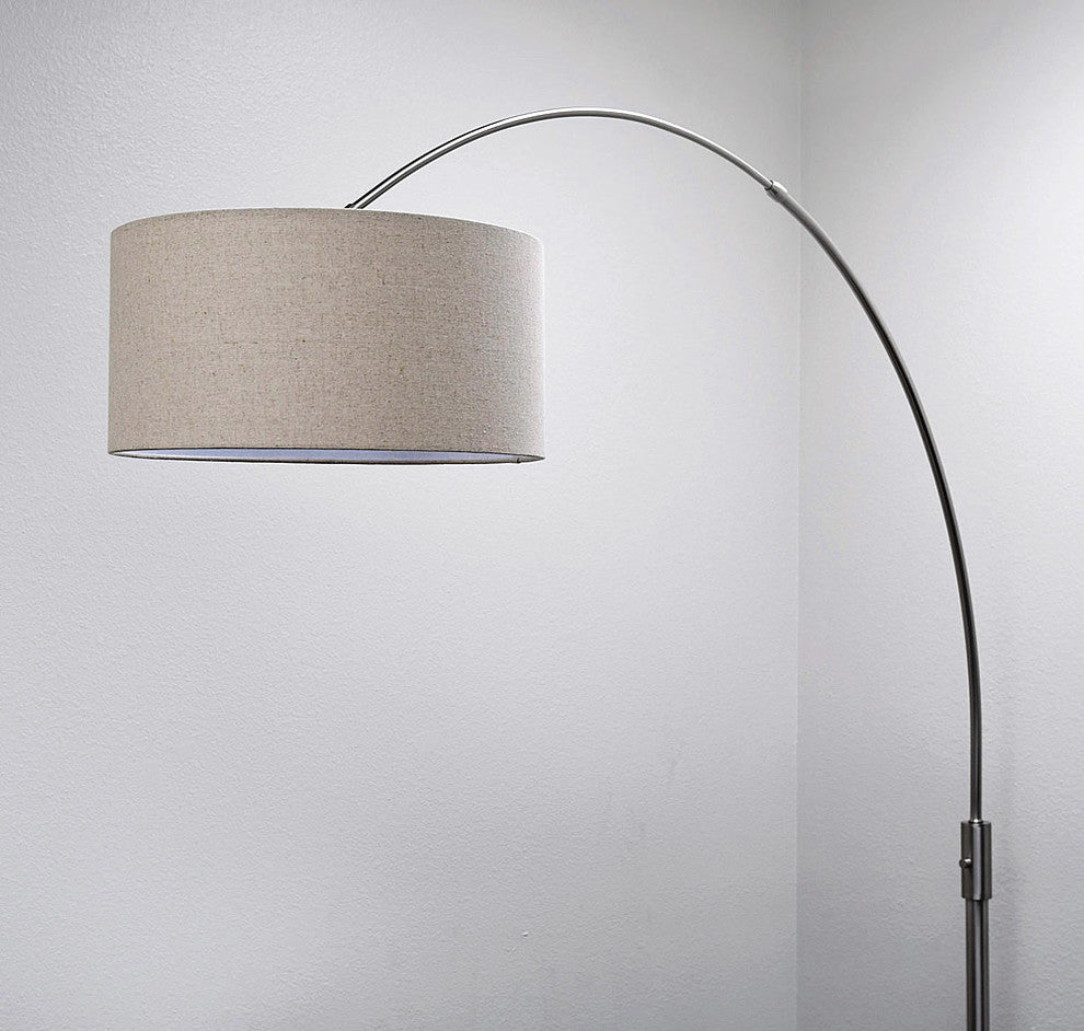Orbita Arch Floor Lamp, Dimmer, 12W Dimmable LED Bulb Included, Drum Shade, Tan