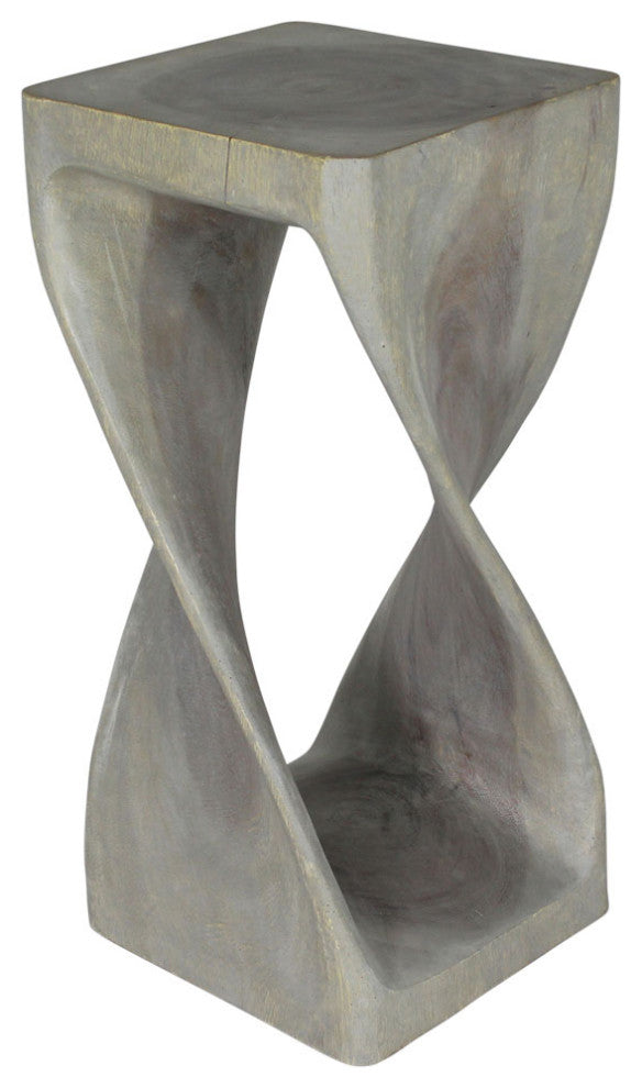 Haussmann Original Wood Twist Stool 12 X 12 X 26 In High Grey Oil