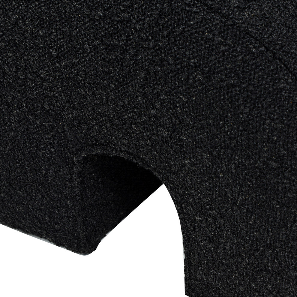 Bridge 16" Arched Upholstered Footstool Ottoman, Ebony Black Boucle