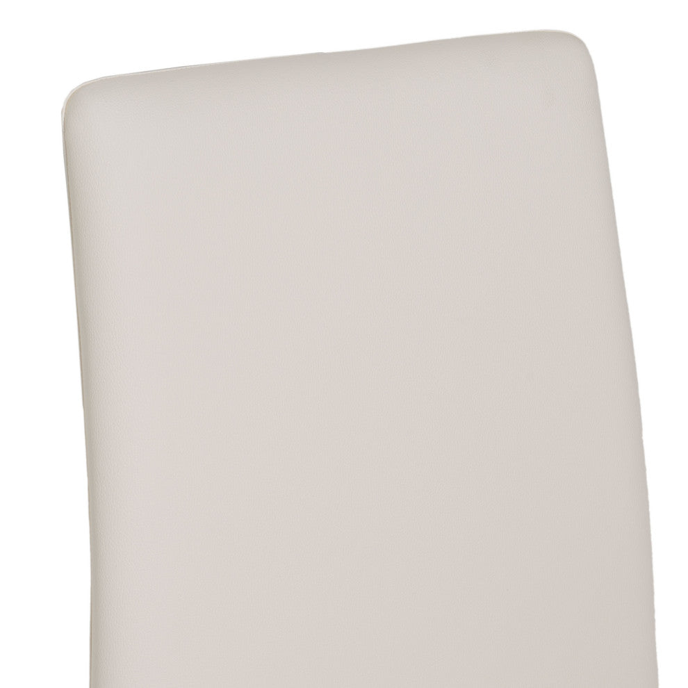 Modrest Nisse Contemporary Leatherette Dining Chairs, Set of 2, White, Chrome