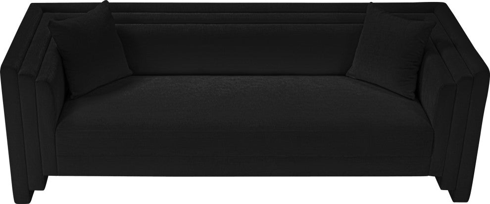 Everett Upholstered Sofa, Black, Chenille Fabric