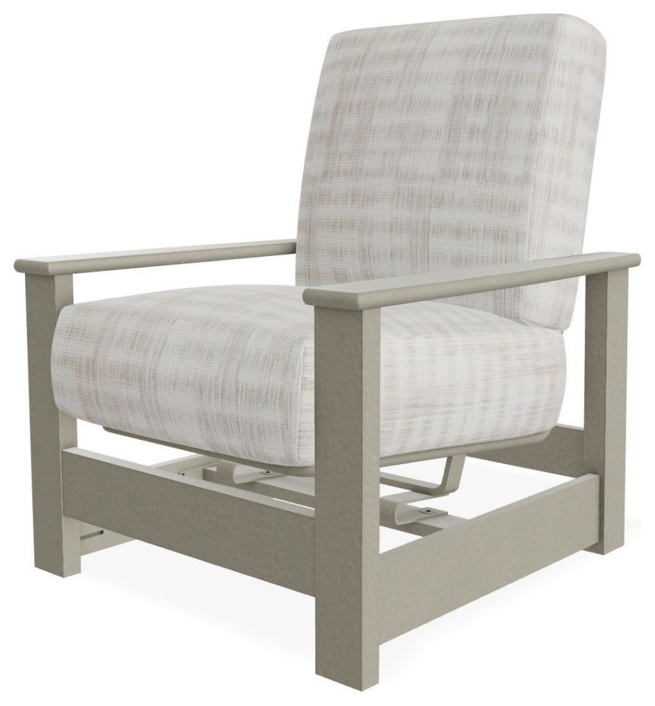 Leeward Deep Seat Outdoor Armchair w/ Hidden Motion, Illusion Plaid Birch/Storm