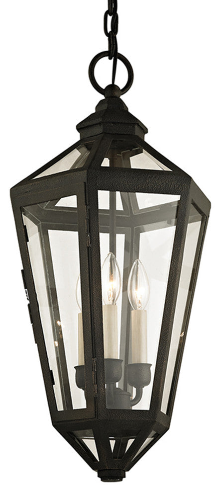 Calabasas 3-Light Outdoor Pendant, Vintage Bronze Finish, Clear Glass