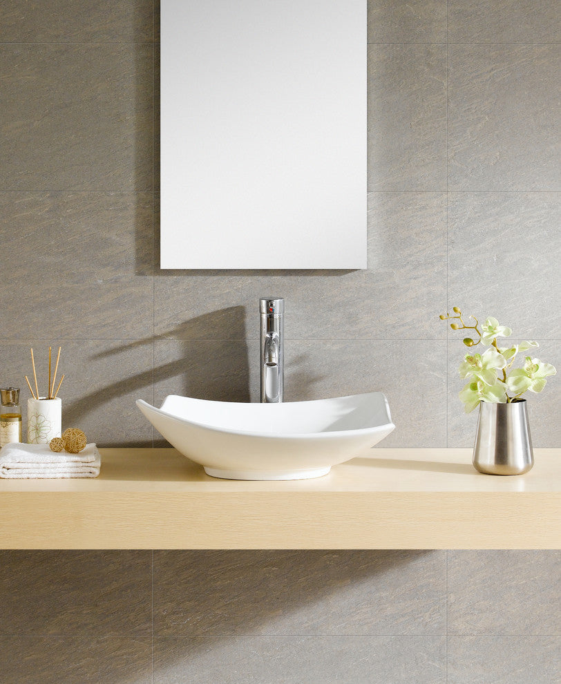 Fine Fixtures White Vitreous China Modern Vessel Sink