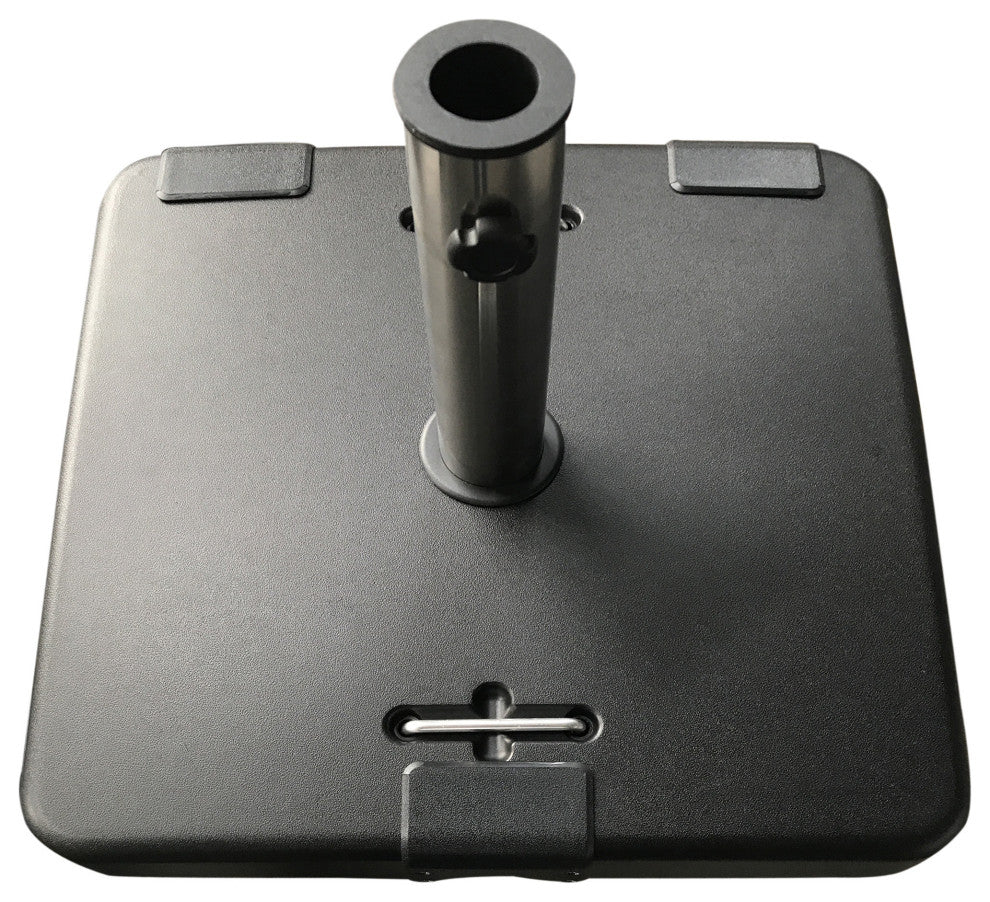 GDF Studio Larissa 119lb Concrete Square Umbrella Base With Steel Collar, Black