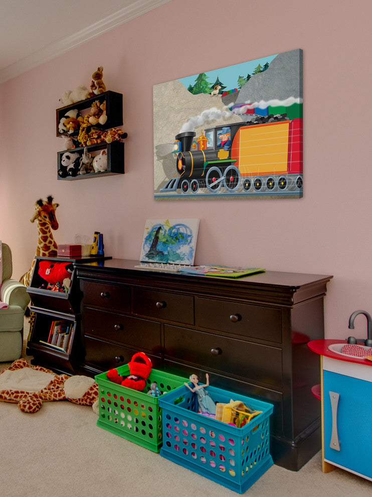 "Mountain Train" Painting Print on Canvas by Curtis