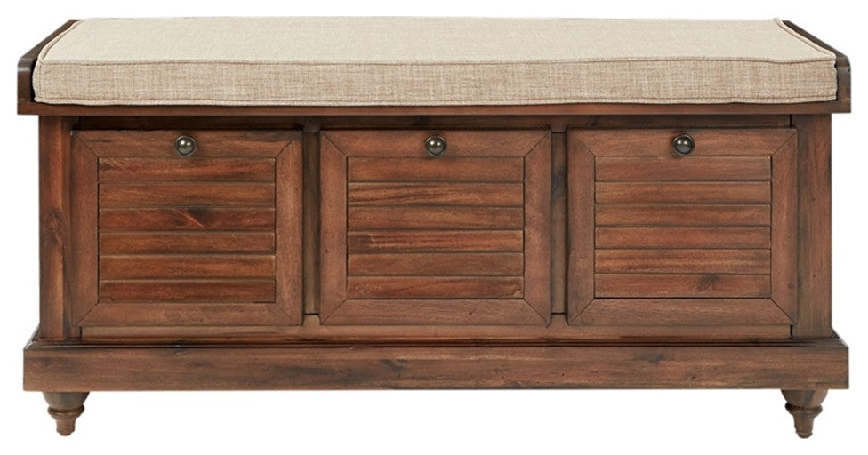 Dover Storage Bench in Distressed Brown Fully Assembled