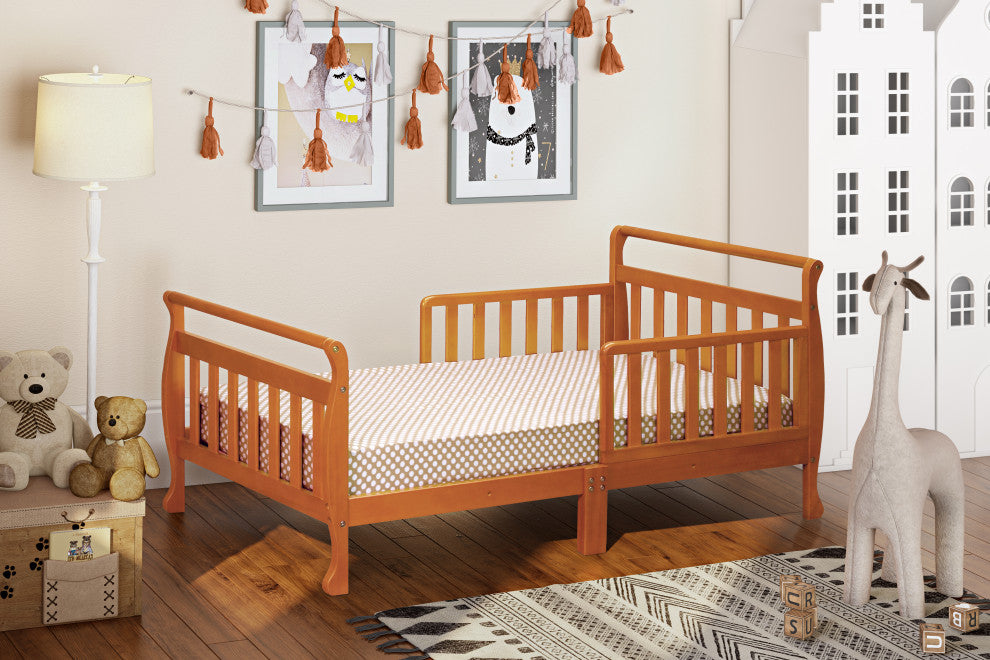 Baby Mile Bailey Sleigh Toddler Bed, Pecan