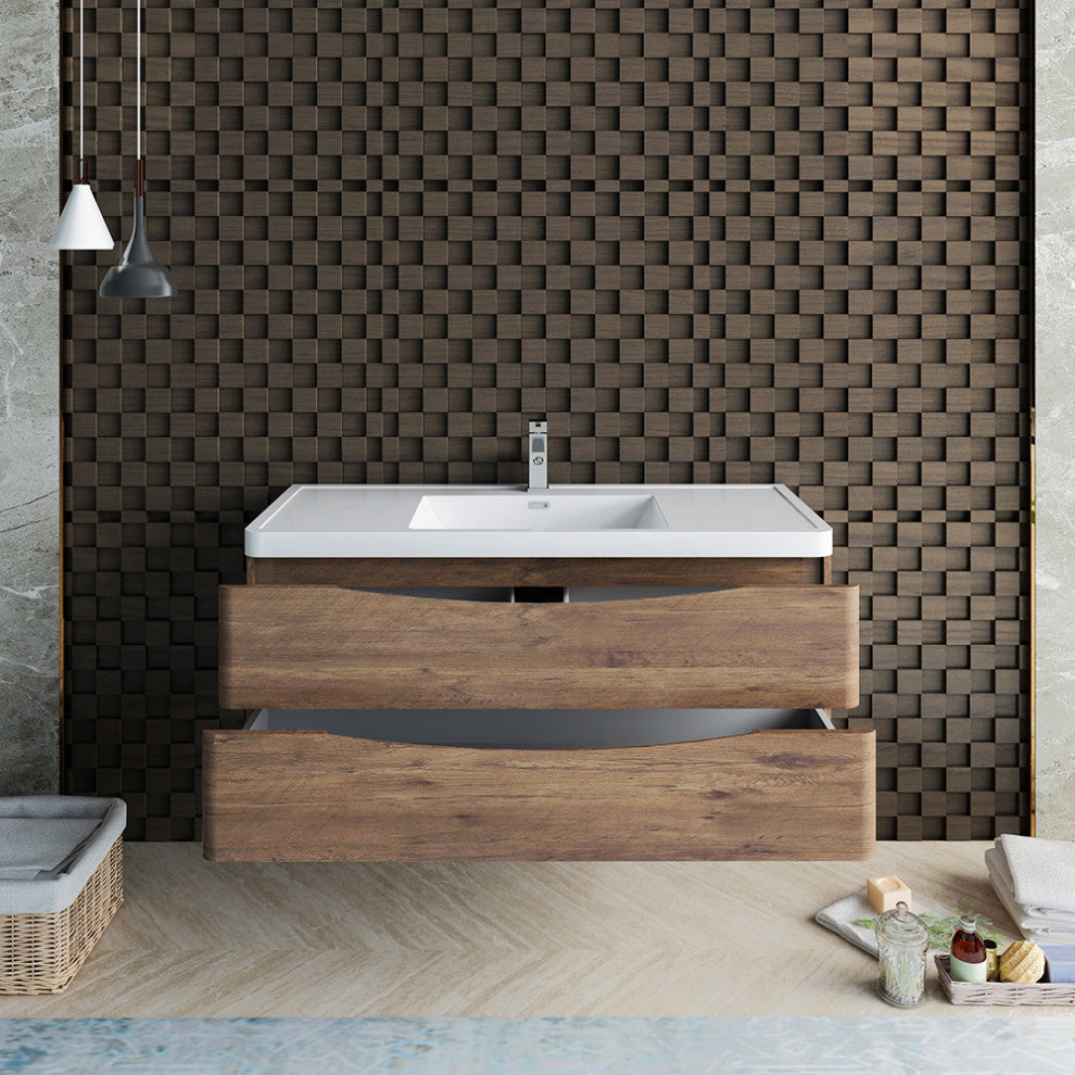 Fresca Tuscany 48" Rosewood Wall Hung Cabinet With Integrated Sink