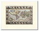 World Old Map Print On Canvas With Picture Frame Art Collection 16" X 21"
