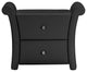 Victoria Matte Black PU Leather 2 Storage Drawers Nightstand Bedside Table