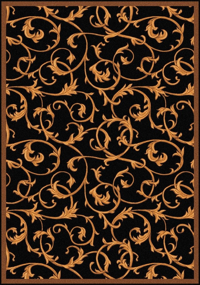 Any Day Matinee Rug, Acanthus, Black, 3'10"x5'4"