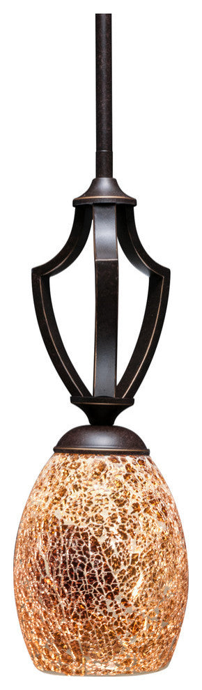 Zilo 1 Light Mini Pendant, 5" Gold Fusion Glass