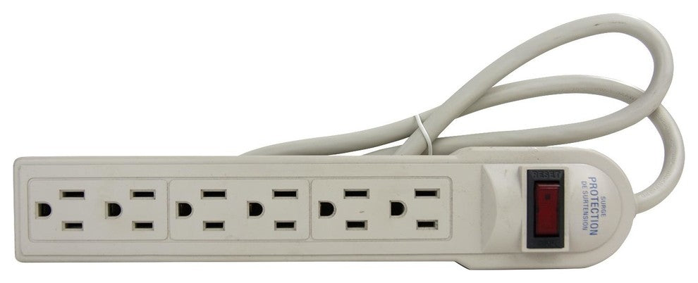 Sunlite Esp6/3F/P 3' Cord Surge Protector, Plastic