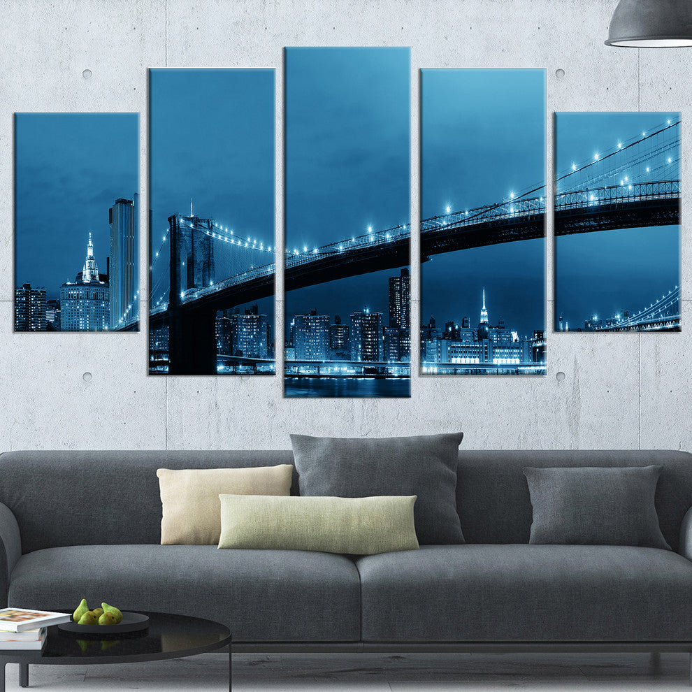 "Manhattan Downtown Urban View" Canvas Print60"x32", 5-Panels