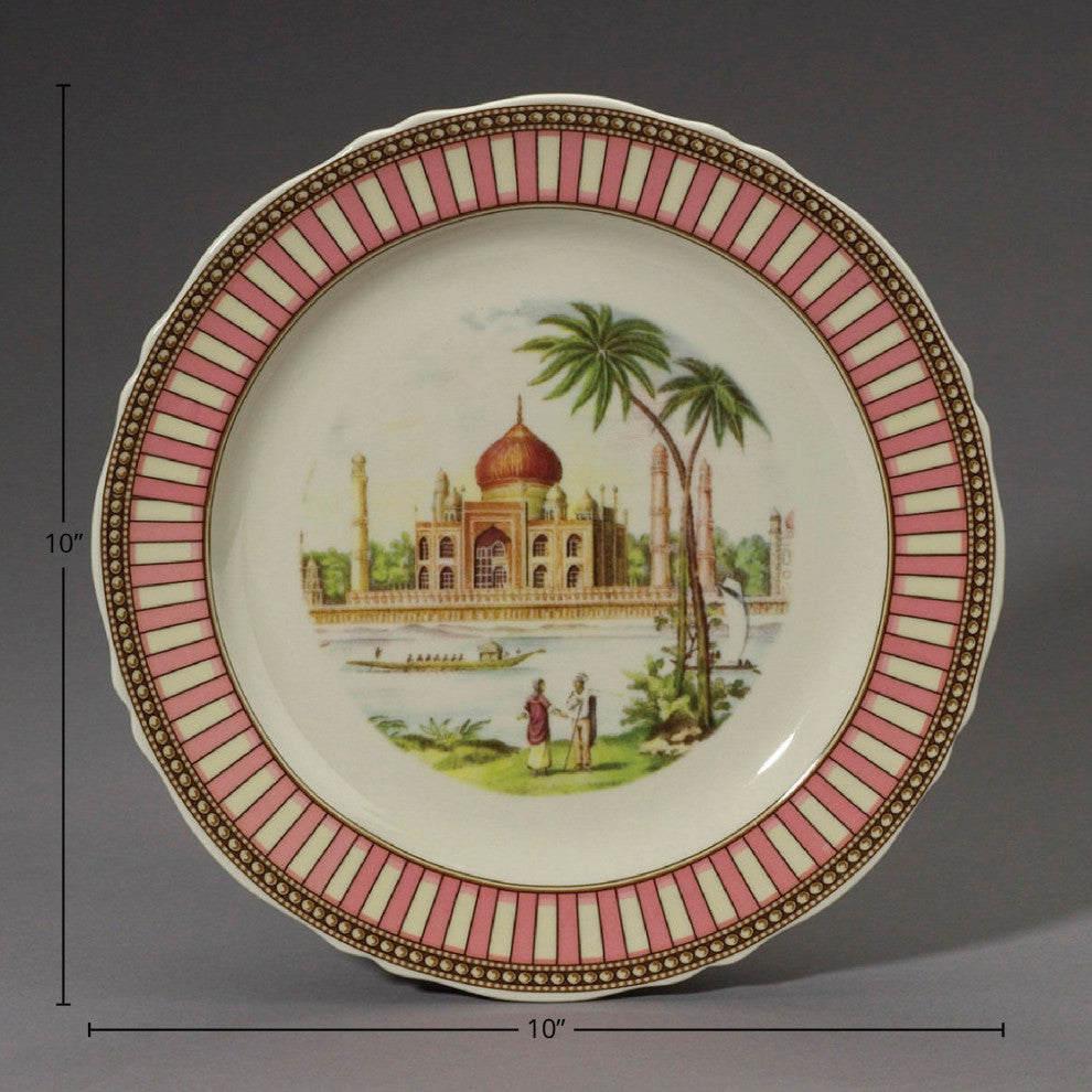 Kugler Porcelain Decorative Taj Mahal 10" Dinner Plate, Cream