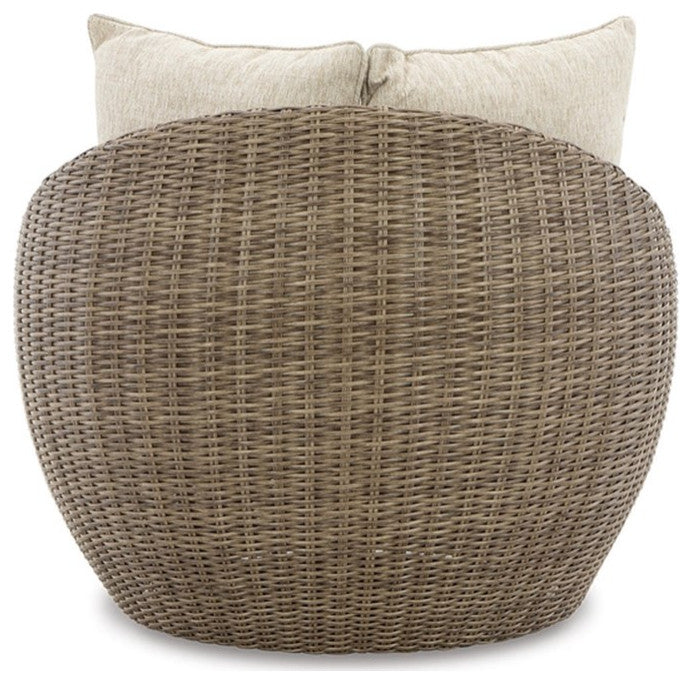 Ashley Furniture Danson Outdoor Fabric Swivel Lounge in Dark Brown (Set of 2)