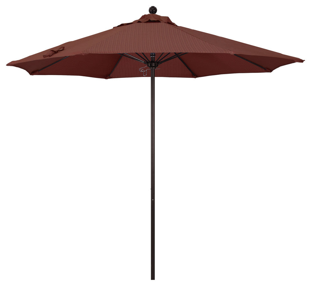 9' Bronze Push Lift Fiberglass Rib Aluminum Umbrella, Olefin, Terrace Adobe