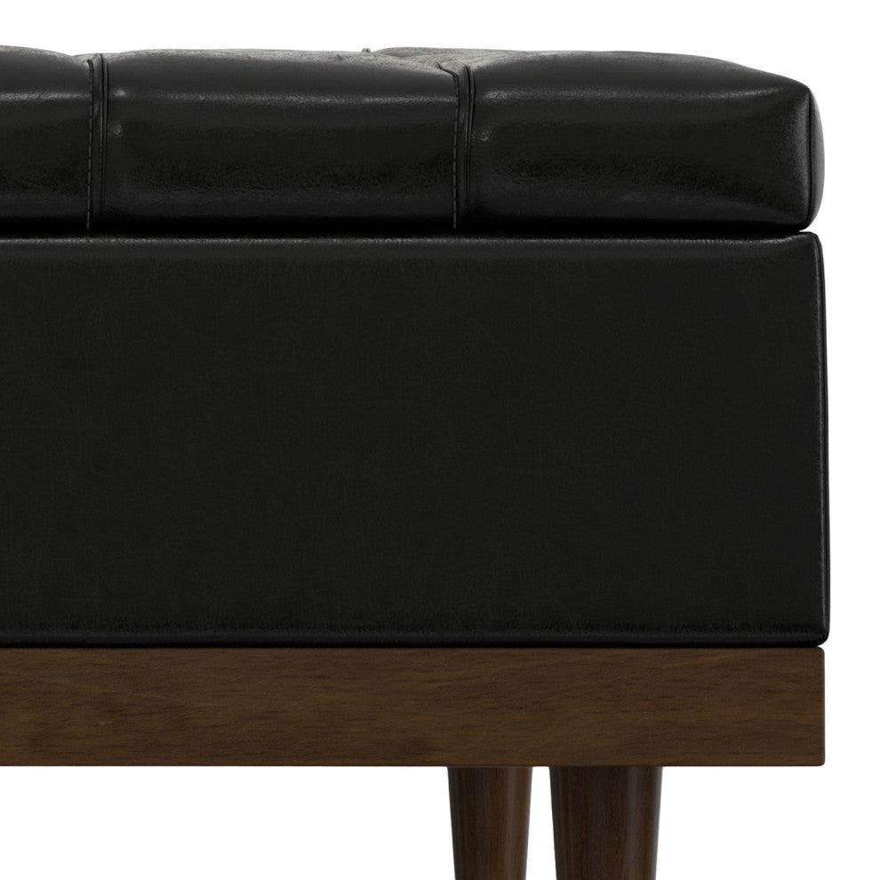 Mariah Lift Top Table Storage Ottoman, Midnight Black PU Black faux leather