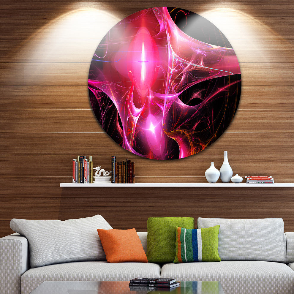 Red Bright Candle, Abstract Digital Art Disc Metal Artwork, 11"