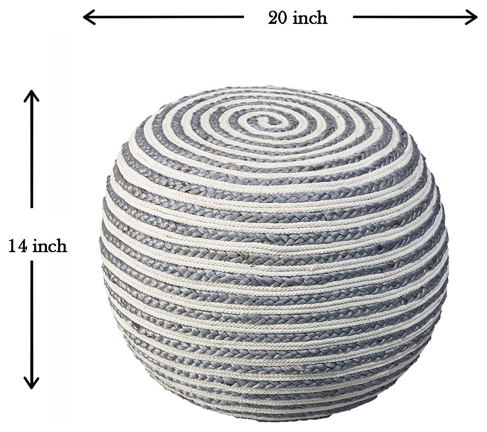 Silver Braided Pouf