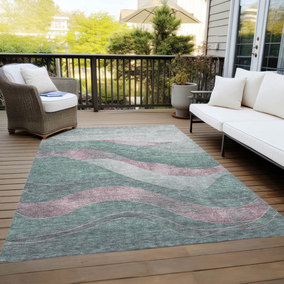 Machine Washable Indoor/Outdoor Chantille ACN1892 Sage 3' x 5' Rug