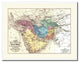 Persia, Arabia, Iraq, Iran Old Map Print On Canvas With Picture Frame 28" X 37"