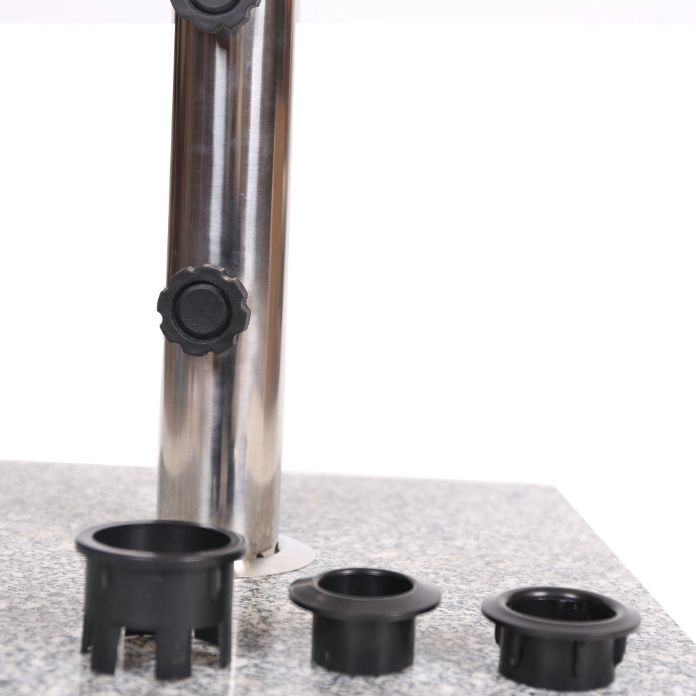Howard Outdoor Square Granite Umbrella Holder, Gray and Silver