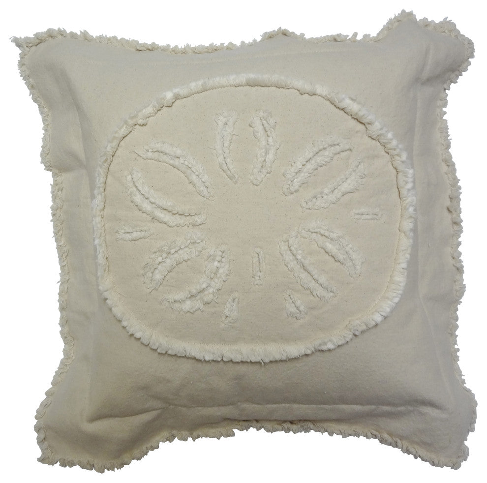 Coastal Sand Dollar Throw Pillow, Ivory on Ivory