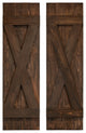 X Board and Batten Exterior Shutters Pair, Coffee Brown, 72"