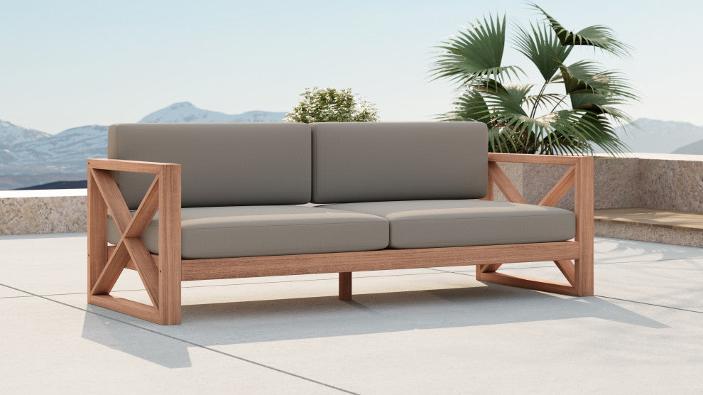 Anguilla Waterproof Fabric Upholstered Outdoor Sofa, Gray