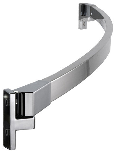 60" Curved Fixed Shower Curtain Rod, Brushed Nickel, Polished Chrome Finish