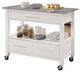 White And Stainless Rolling Kitchen Island Or Bar Cart
