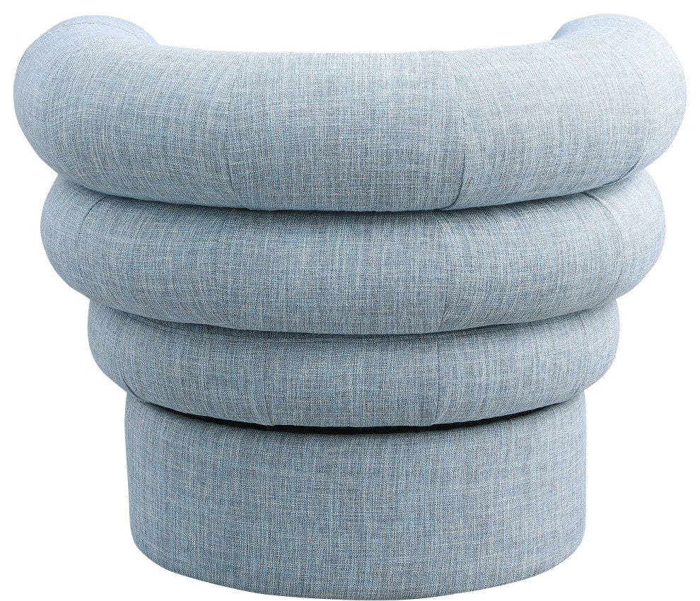 Valentina Linen Textured Fabric Upholstered Accent Swivel Chair, Blue