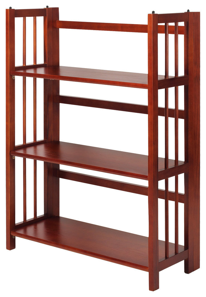 3 Shelf Folding Bookcase, Mahogany, Large, 3 Shelf