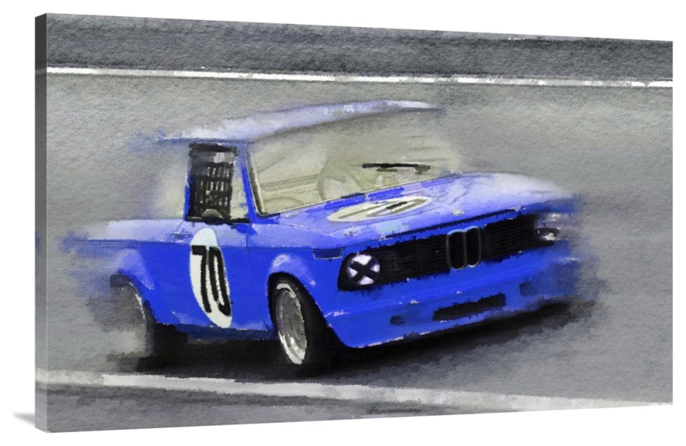 "1969 BMW 2002 Racing Watercolor" Fine Art Print