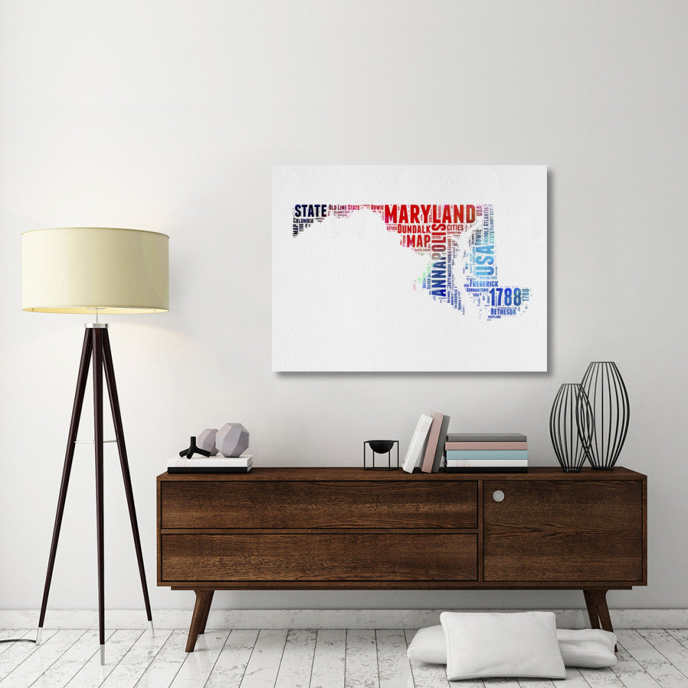 "Maryland Watercolor Word Cloud" Fine Art Print